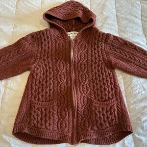 Aran Mõr 100% Merino Wool Hooded Sweater with Celtic Knot Zipper